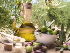small-Tasting olive oil and freshly harvested olives _650894771