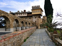 Greek-Monastery-on-Mount-Athos,-Chalkidiki,-Greece--6