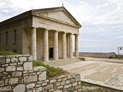 small-Rare ancient Greek temple alike, orthodox church at Corfu 2