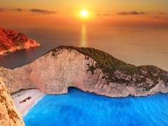 small-A panorama of sunset over Zakynthos island with a shipwreck on the sandy beach1