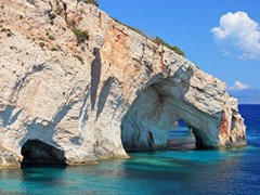 small-Blue caves on Zakynthos island, Greece