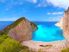 small-Panorama of Navagio beach with a ship wreck on Zakynthos, Greece
