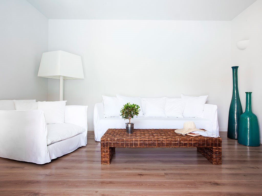Minos Beach Art Hotel: One Bedroom Villa Living Room
